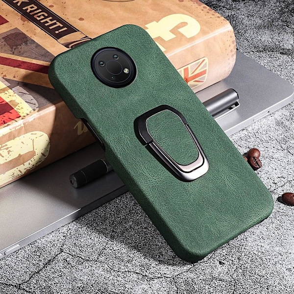 Stötsäkert läderfodral med oval kickstand för Nokia G10 - Grön Grön