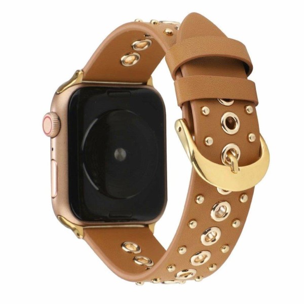 Apple Watch Series 6 / 5 40mm rivet punk äkta läder klockarmband - brun Brun