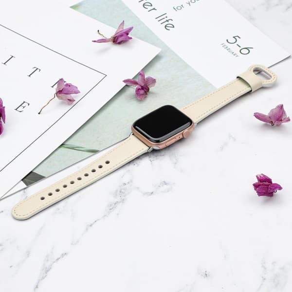 Apple Watch 42mm - 44mm urrem i ægte læder - Beige Brown