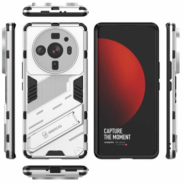 Stöttåligt Xiaomi 12S Ultra hybridskal - Silver/Grå Silvergrå