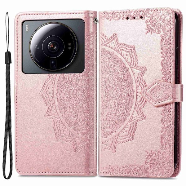 Mandala läder Xiaomi 12S Ultra fodral - Rosa Rosa