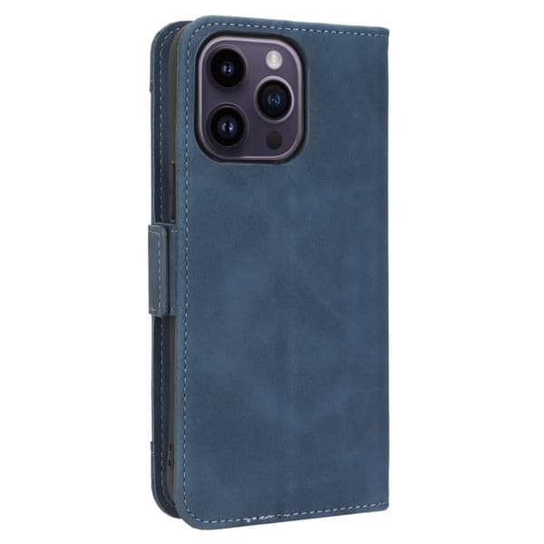 Stilig Læretui med Lommebok til iPhone 15 Pro - Blå Blue