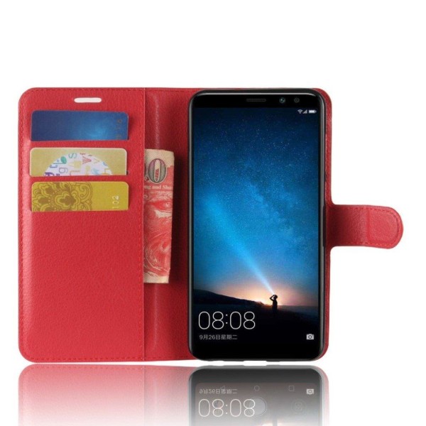 Huawei Mate 10 Lite Etui med Litchi skind - Rød Red