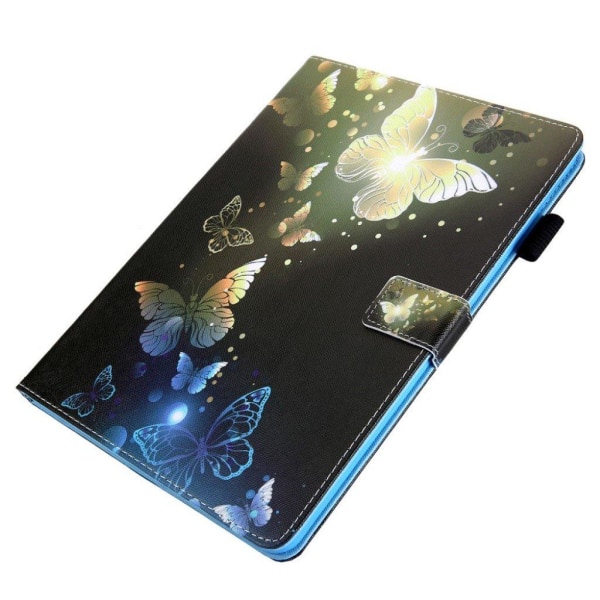 iPad Air (2019) mønster lædercover - guld og blå sommerfugle Multicolor