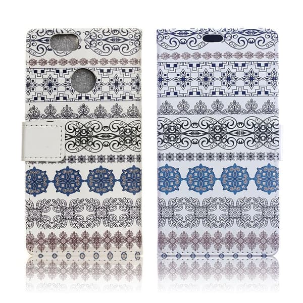 Huawei P9 Lite Mini Etui laget av kunstlær og silikon - Stamme blomster Multicolor