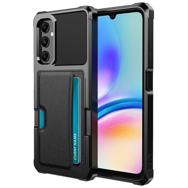 PU-læderbelagt resistent Samsung Galaxy A05s etui med kortlomme Black