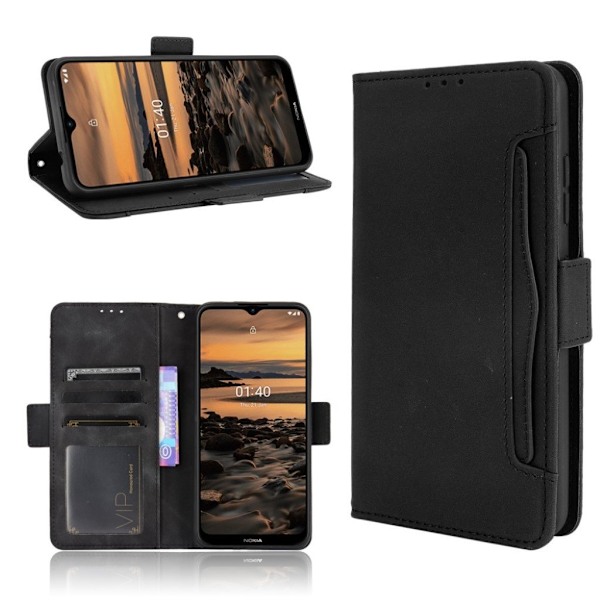 Modern-styled Læder Pung Etui til Nokia 1.4 - Sort Black