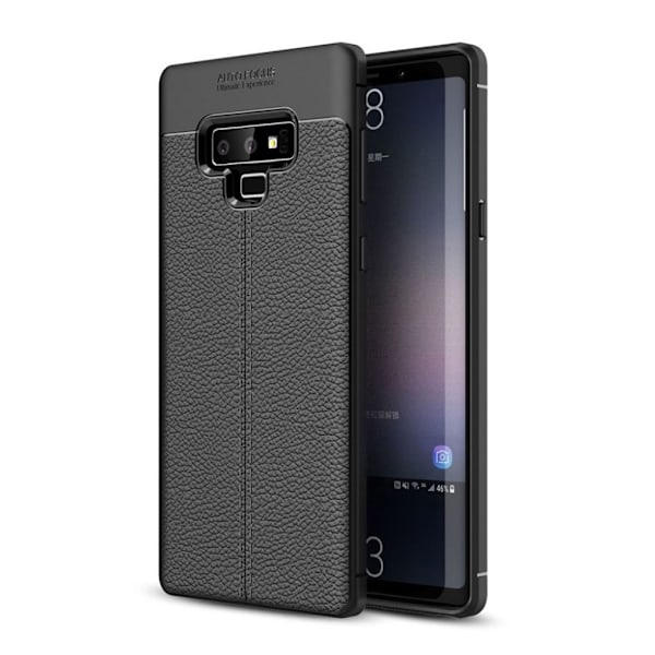 Samsung Galaxy Note9 beskyttelsesetui i silikone med smuk Litchi tekstur - Sort Black