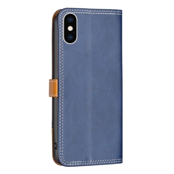 Binfen Two-color Nahkakotelo For iPhone Xs Max - Sininen Blue