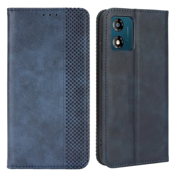 Bofink Vintage Motorola Moto E13 Læder Etui - Blå Blue