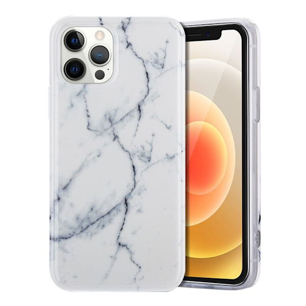 Marble design iPhone 12 Pro Max kotelot - Valkoinen White