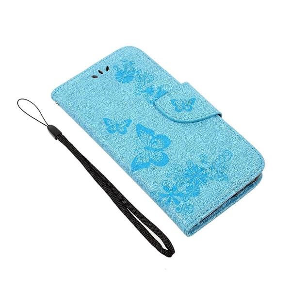 Butterfly läder Huawei Honor 8 Lite fodral - Blå Blå