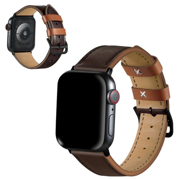 Apple Watch Series 5 40mm kontrasti aitoa nahkaa - Ruskea Brown