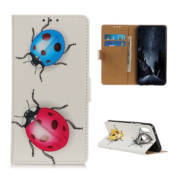 Samsung Galaxy A40 mønster læretui - Ladybug Multicolor