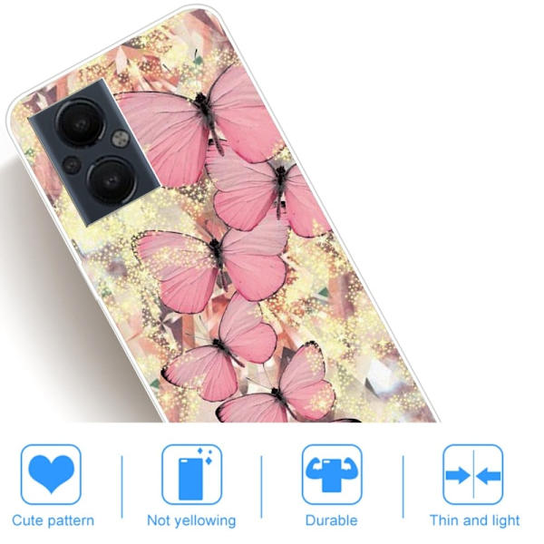 Deco OnePlus Nord N20 5G Etui - Lyserøde Sommerfugle Multicolor
