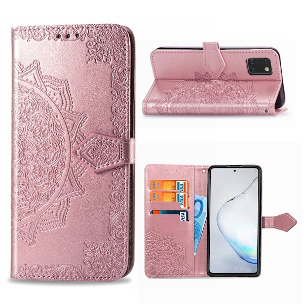 Mandala Samsung Galaxy Note 10 Lite etui i lær - Rose Gull Red