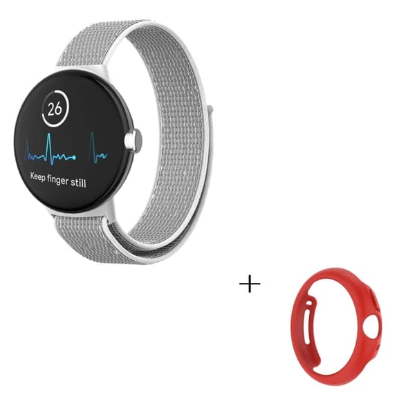 Elastisk urrem i nylon med sort cover til Google Pixel Watch - Grå / Hvid Silver grey
