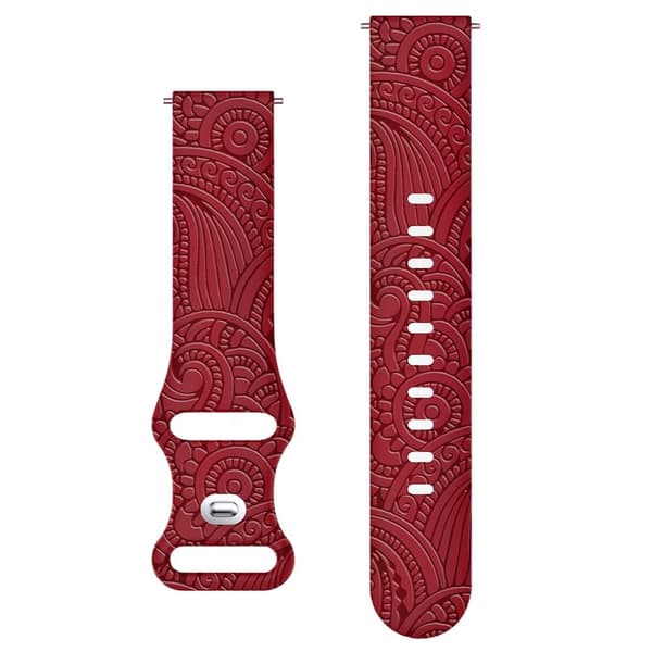 Carven Pattern Silicone Wrist Strap Universal Smart Bracelet Band 20mm - Rød Red