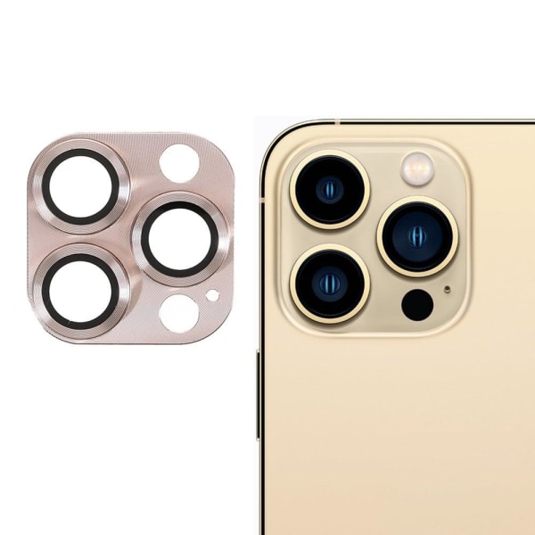 RURIHAI iPhone 13 Pro Max metalramme hærdet glas kameralinsebesk Pink