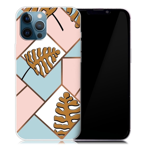 Marmordesign iPhone 13 Pro Max deksel - Toon-Blader I Rosa Og Blå Multicolor