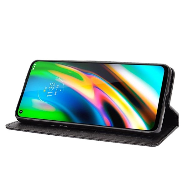 Bofink Vintage Motorola Moto G9 Plus nahkakotelo - Musta Blue