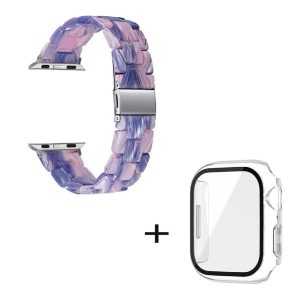 Apple Watch SE 2022 (40mm) klockarmband med 3 pärlor i resin och genomskinligt hölje - Lila Rosa Mix Rosa