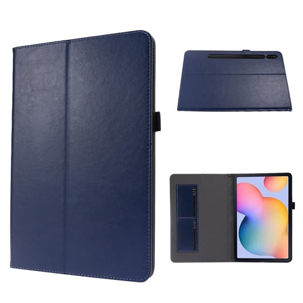 Crazy Horse Samsung Galaxy Tab S7 Lær Flippetui - Blå Blue