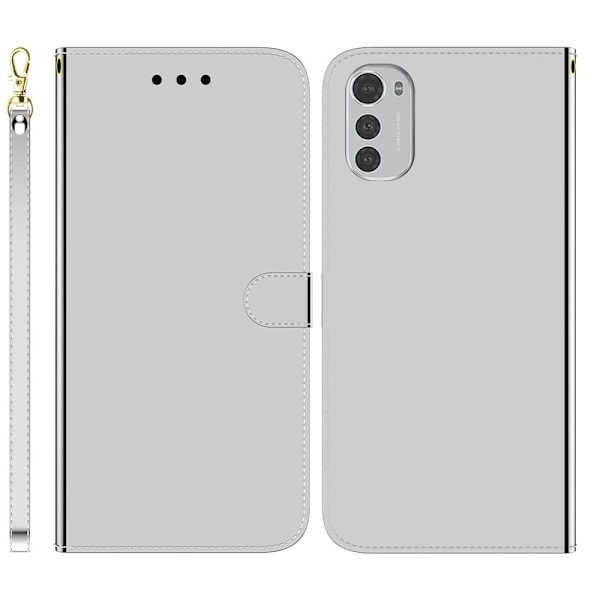 Mirror Motorola Moto E32 flip case - Hopea Silver grey