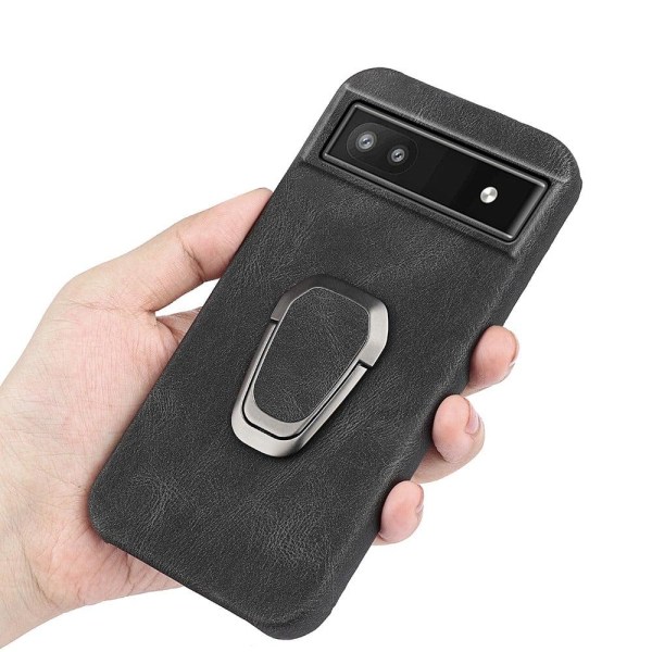 Shockproof leather cover with oval kickstand for Google Pixel 6a Blå