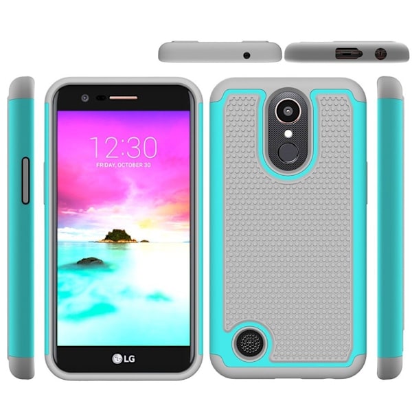 LG K10 2017 silikoneetui med fodboldkorn - Grå / Cyan Silver grey