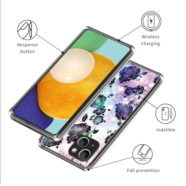 Deco iPhone 15 kotelot - Violetti Kukkia Purple