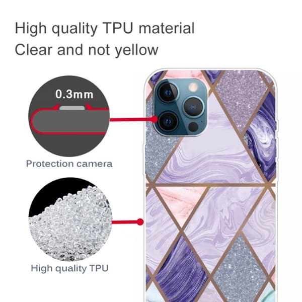 Marble iPhone 13 Pro Max Suojakotelo - Triangles And Diamond Marble Multicolor