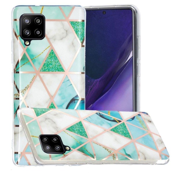 Marble design Samsung Galaxy A42 5G kotelot - Valkoinen / Syaani Green