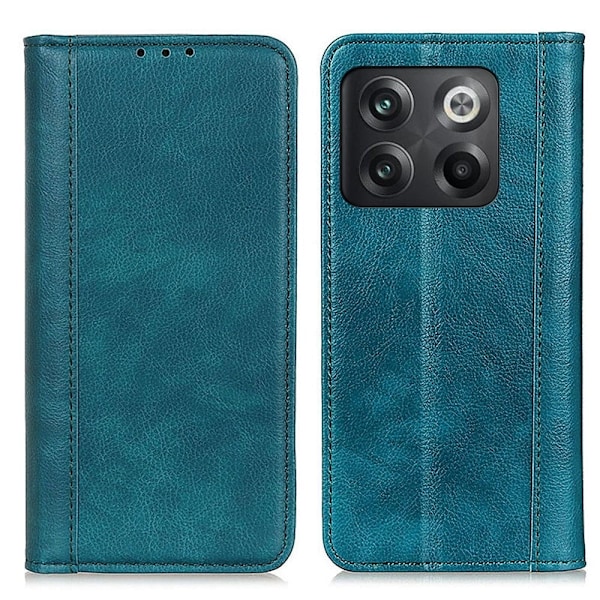 OnePlus Ace Pro / OnePlus 10T ægte læderetui med magnetisk lukning - Grøn Green