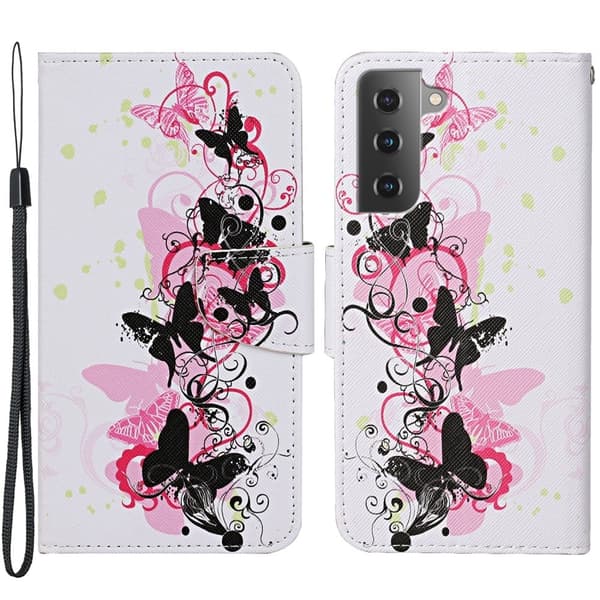 Wonderland Samsung Galaxy S22 Flip Etui - Fire Sommerfugle Multicolor