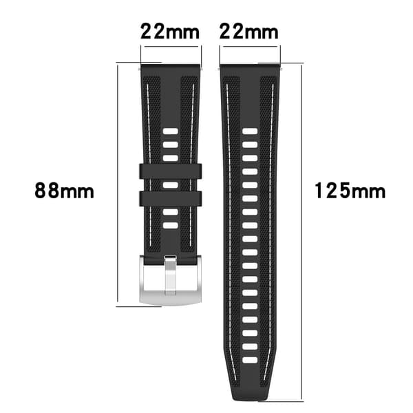 Huawei Watch GT 5 46mm Replacement Strap 22mm Nylon Silicone Hybrid Watchband - Sort Black