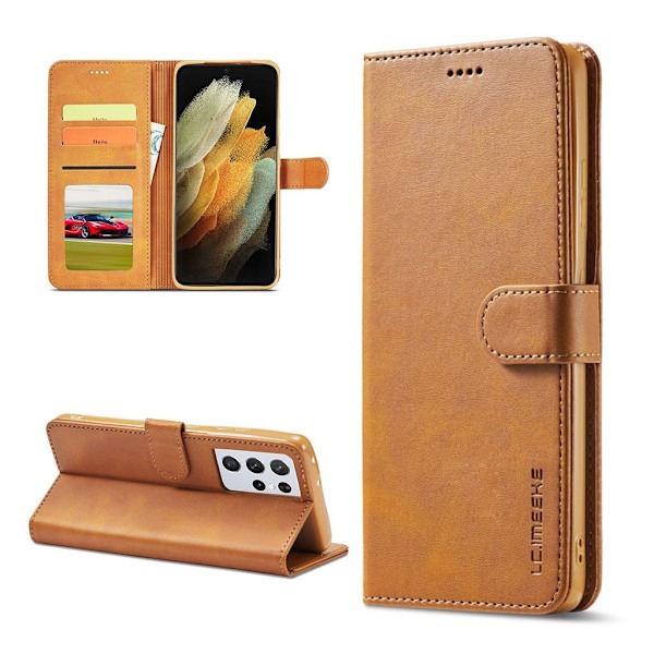 LC.IMEEKE Samsung Galaxy S21 Ultra 5G flip case - Ruskea Brown