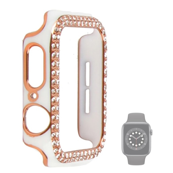 Apple Watch 44 mm dubbelfärgat strassfodral - Vit / Vit Vit