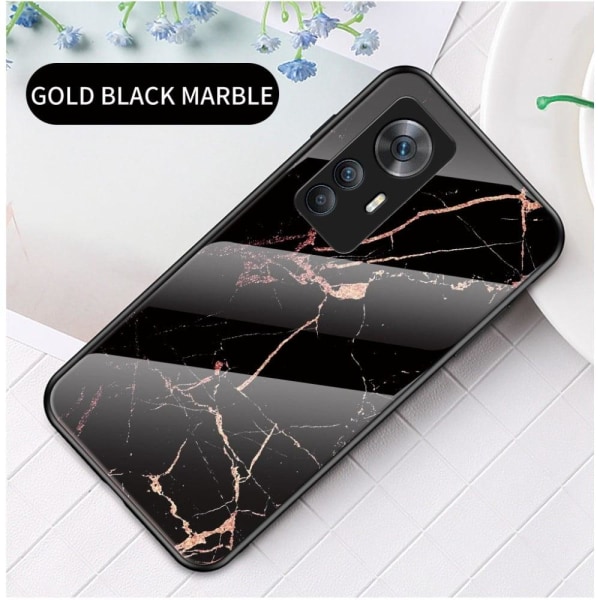 Fantasy Marble Xiaomi 12T / Redmi K50 Ultra Suojakuori - Gold Musta Marble Black