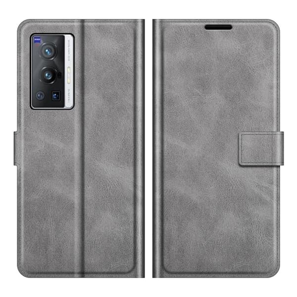 Læretui med Lommebok til Vivo X70 Pro - Grå Silver grey