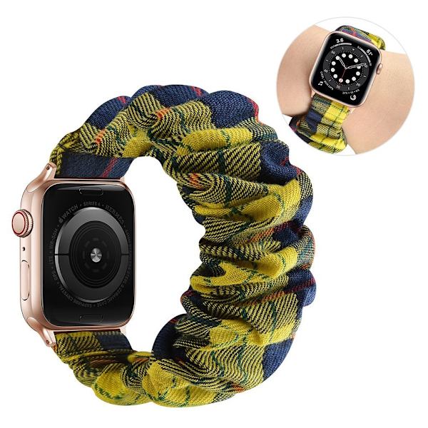 Apple Watch 40mm elastisk hårbåndsurrem - Gul / Sort Krydstæppe / Størrelse: L Yellow