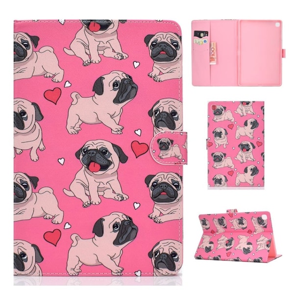 Samsung Galaxy Tab A 10.1 (2019) mønster læder etui - Hund Pink