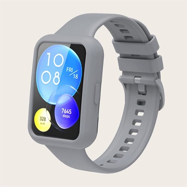 Huawei Watch Fit 2 klokkerem i silikon med deksel - Grå Silver grey