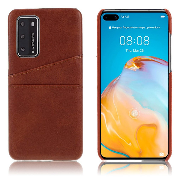 Dual Card Cover - Huawei P40 - Kaffe Brown