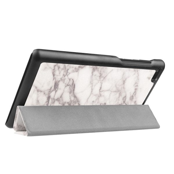 Lenovo Tab 7 Essential mønstret læder flip etui - Marmor Mønster Silver grey