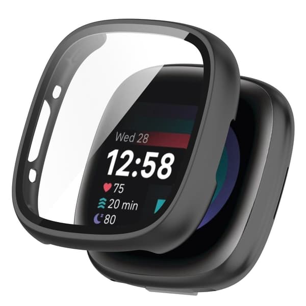 Fitbit Sense 2 / Versa 4 deksel med herdet glass - Svart Black