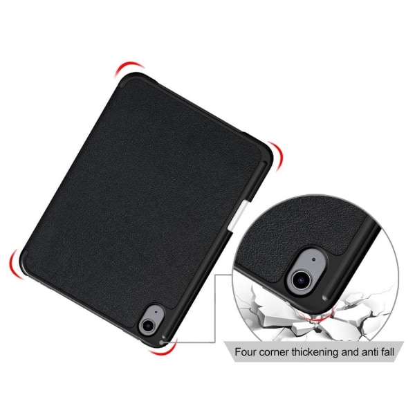 iPad Mini 6 (2021) slim tri-fold PU leather flip case with pen s Black
