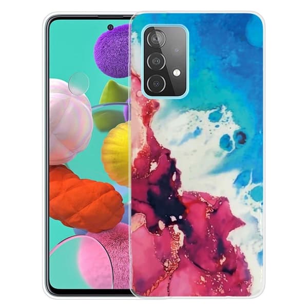 Marmordesign Samsung Galaxy A23 deksel - Stänk Av Rødt Og Blå Multicolor