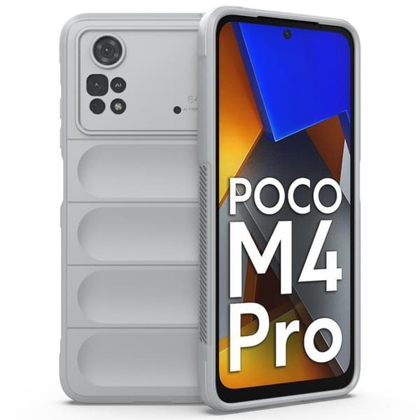Deksel med mykt grep for Xiaomi Poco M4 Pro - Lysegrå Silver grey