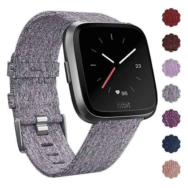 Fitbit Versa klockarmband i nylon canvas - Grå Silvergrå